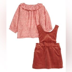 Chloe Paisley Peasant Blouse & Corduroy Pinafore Set